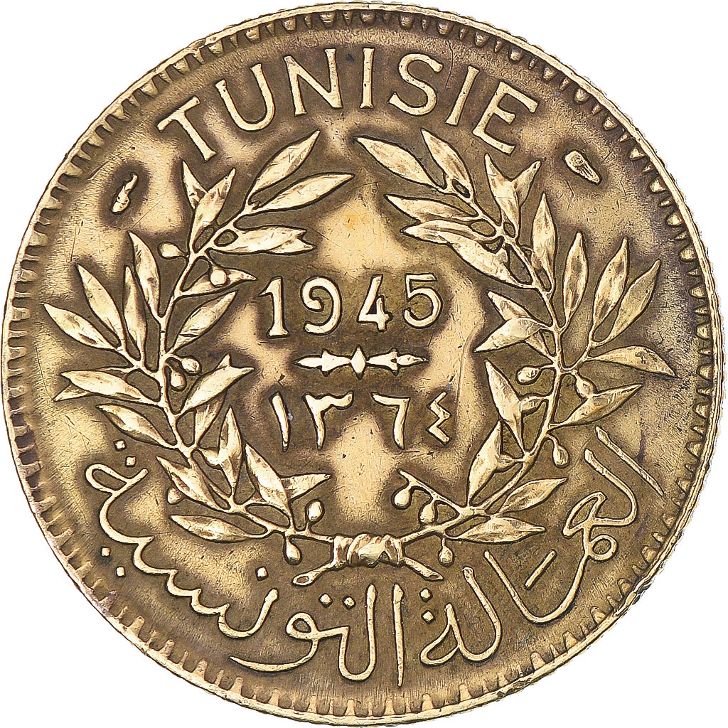 Moneta, Tunisia, 2 Francs, 1945