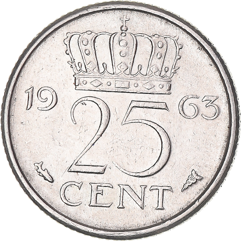 Münze, Niederlande, 25 Cents, 1963