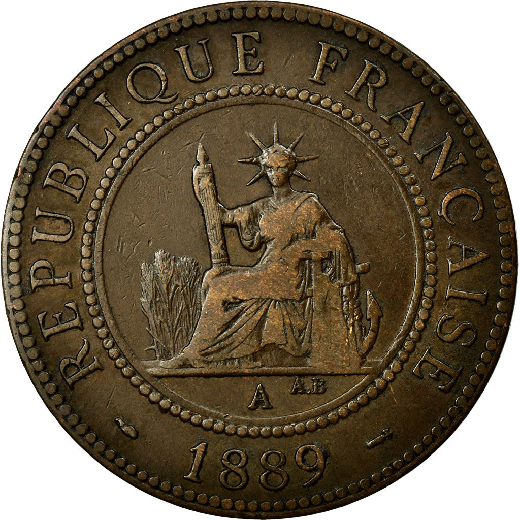 Coin, French Indochina, Cent, 1889, VF(20-25), Bronze, KM:1, Lecompte:41