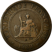 Moneta, Indocina francese, Cent, 1889, MB, Bronzo, KM:1, Lecompte:41