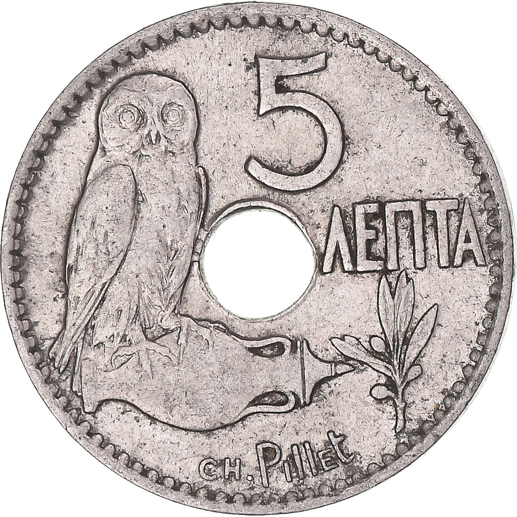 Monnaie, Grèce, 5 Lepta, 1912