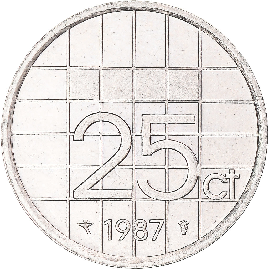 Moneda, Países Bajos, 25 Cents, 1987