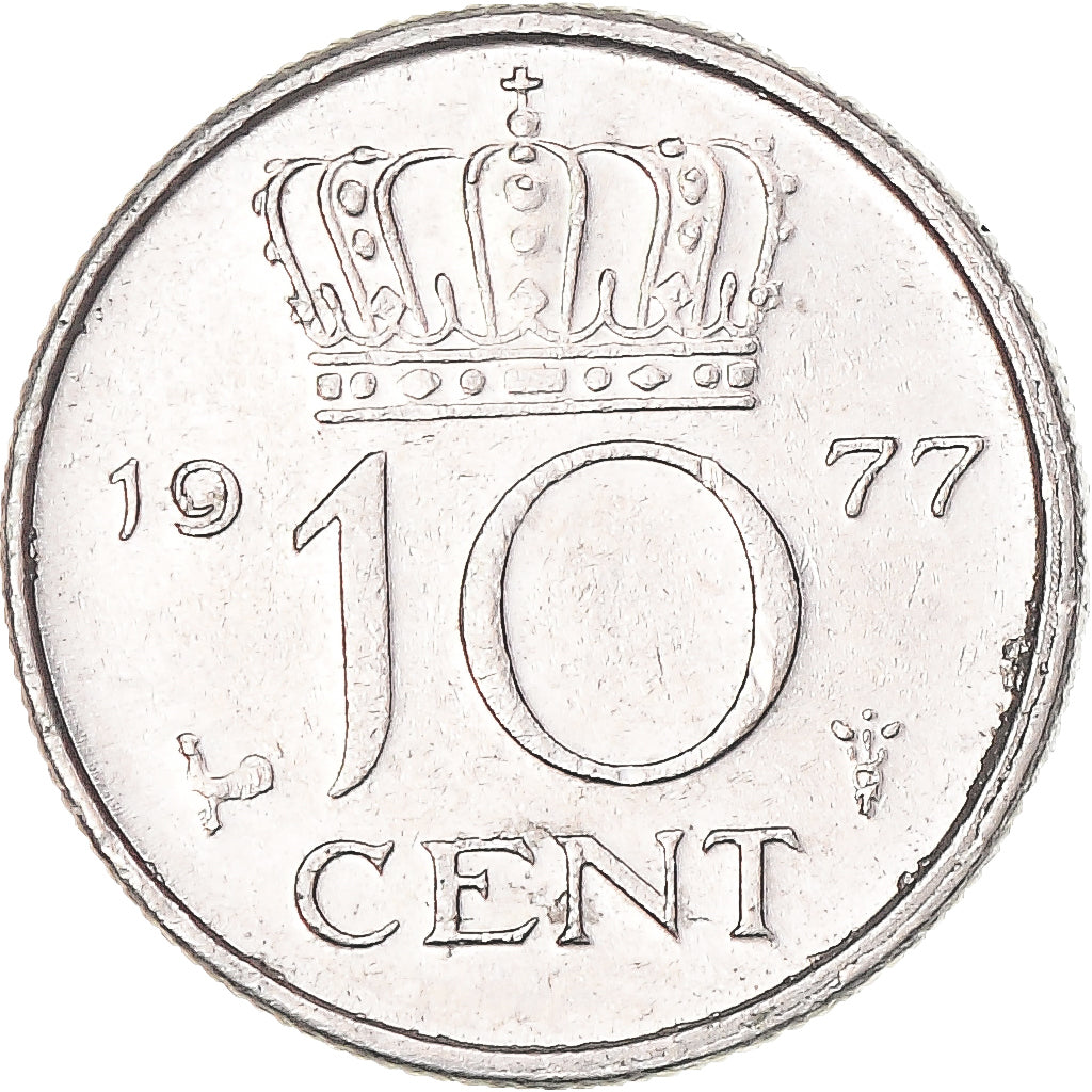 Moeda, Países Baixos, 10 Cents, 1977