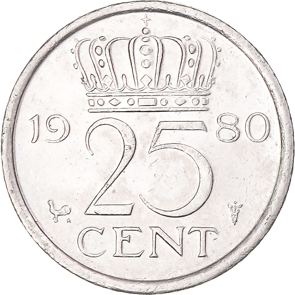 Moeda, Países Baixos, 25 Cents, 1980