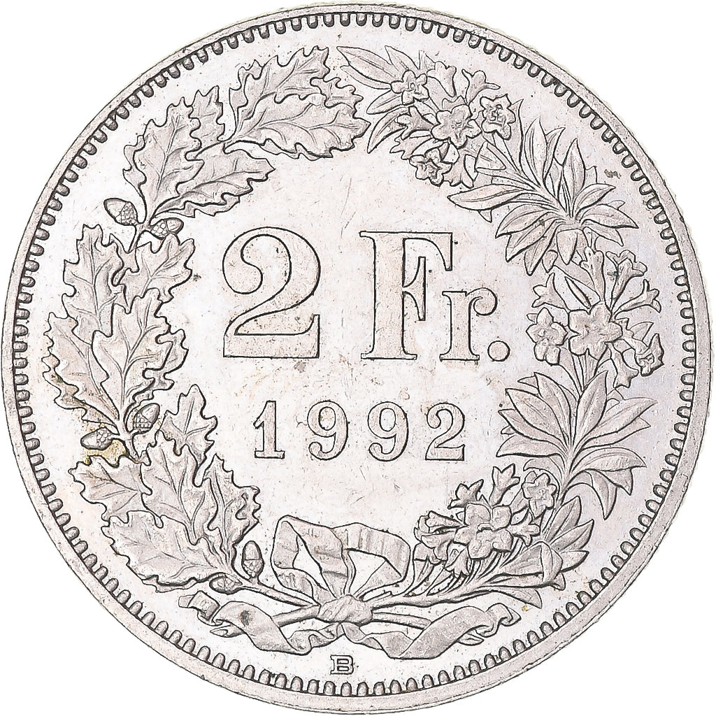 Monnaie, Suisse, 2 Francs, 1992
