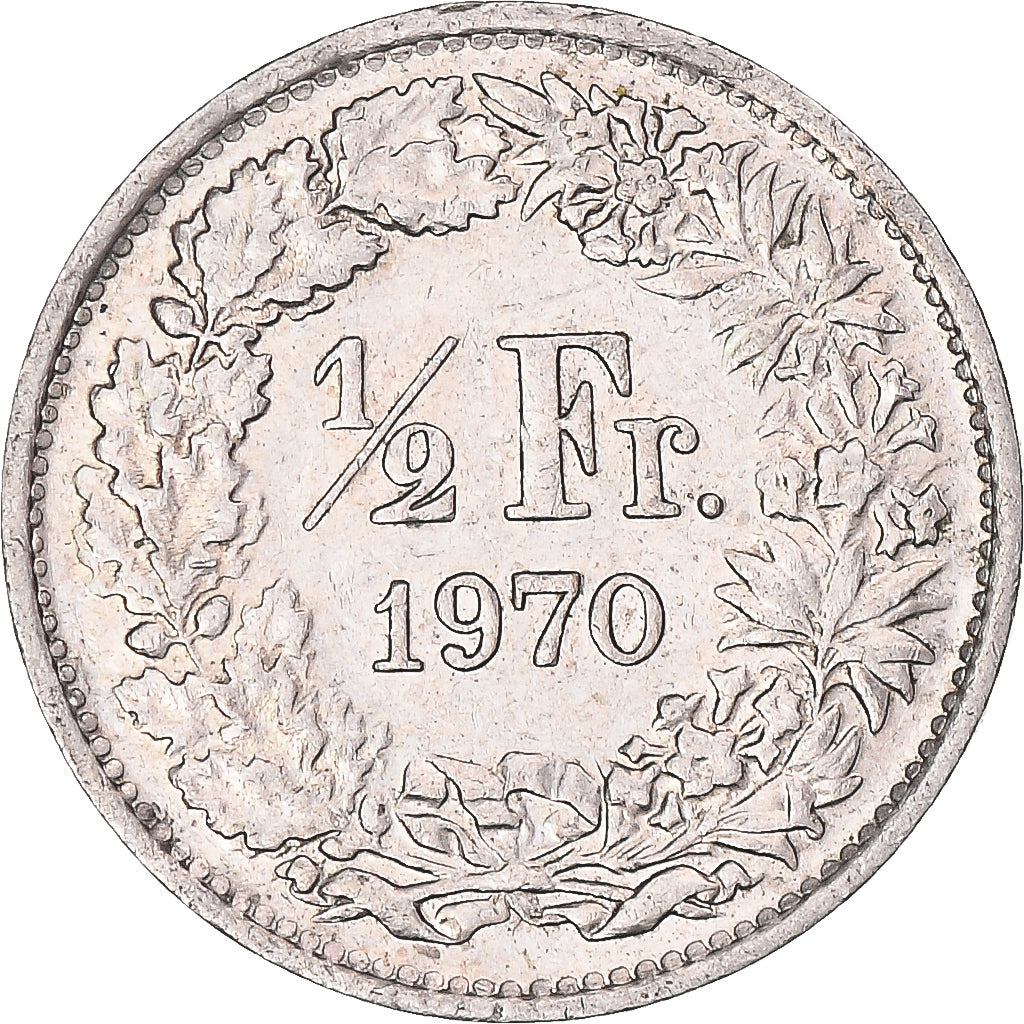 Munten, Zwitserland, 1/2 Franc, 1970