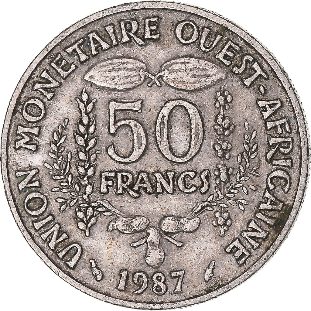 Münze, West African States, 50 Francs, 1987