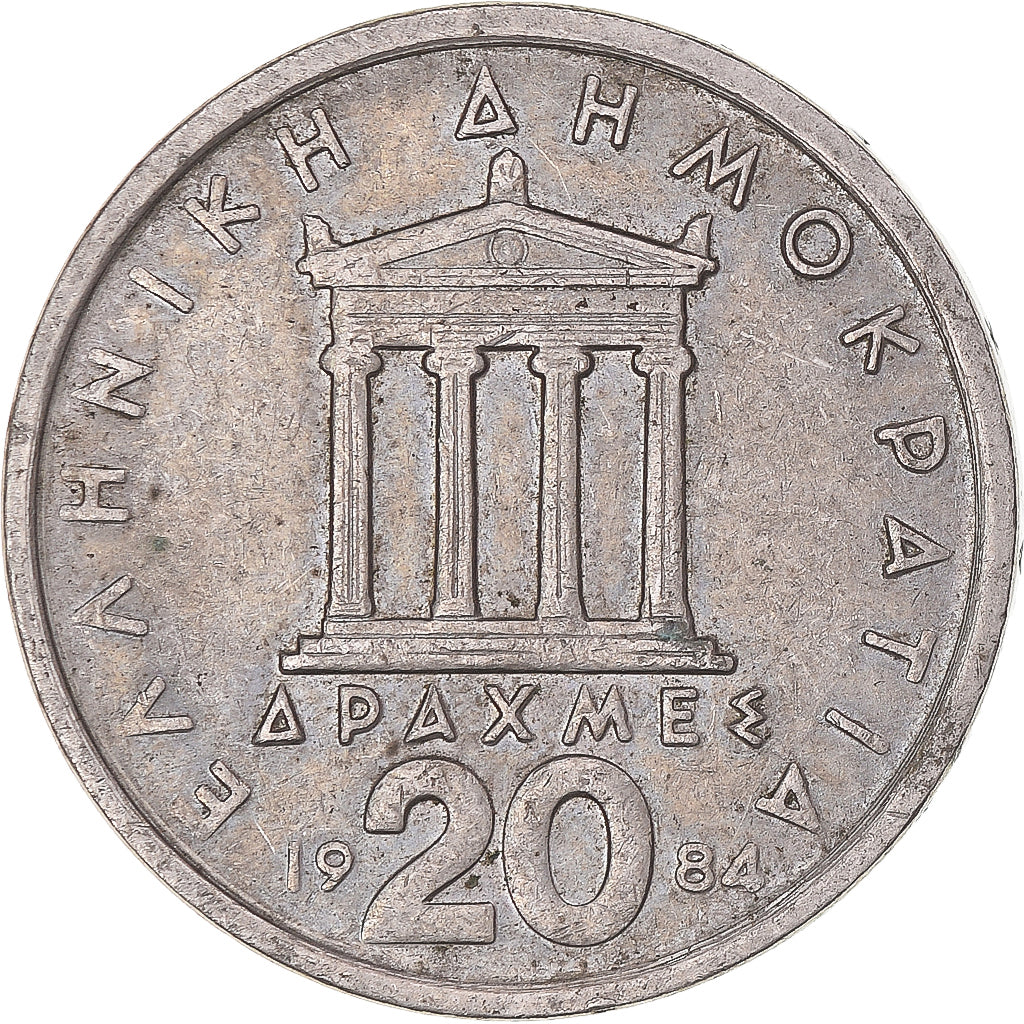 Moeda, Grécia, 20 Drachmes, 1984