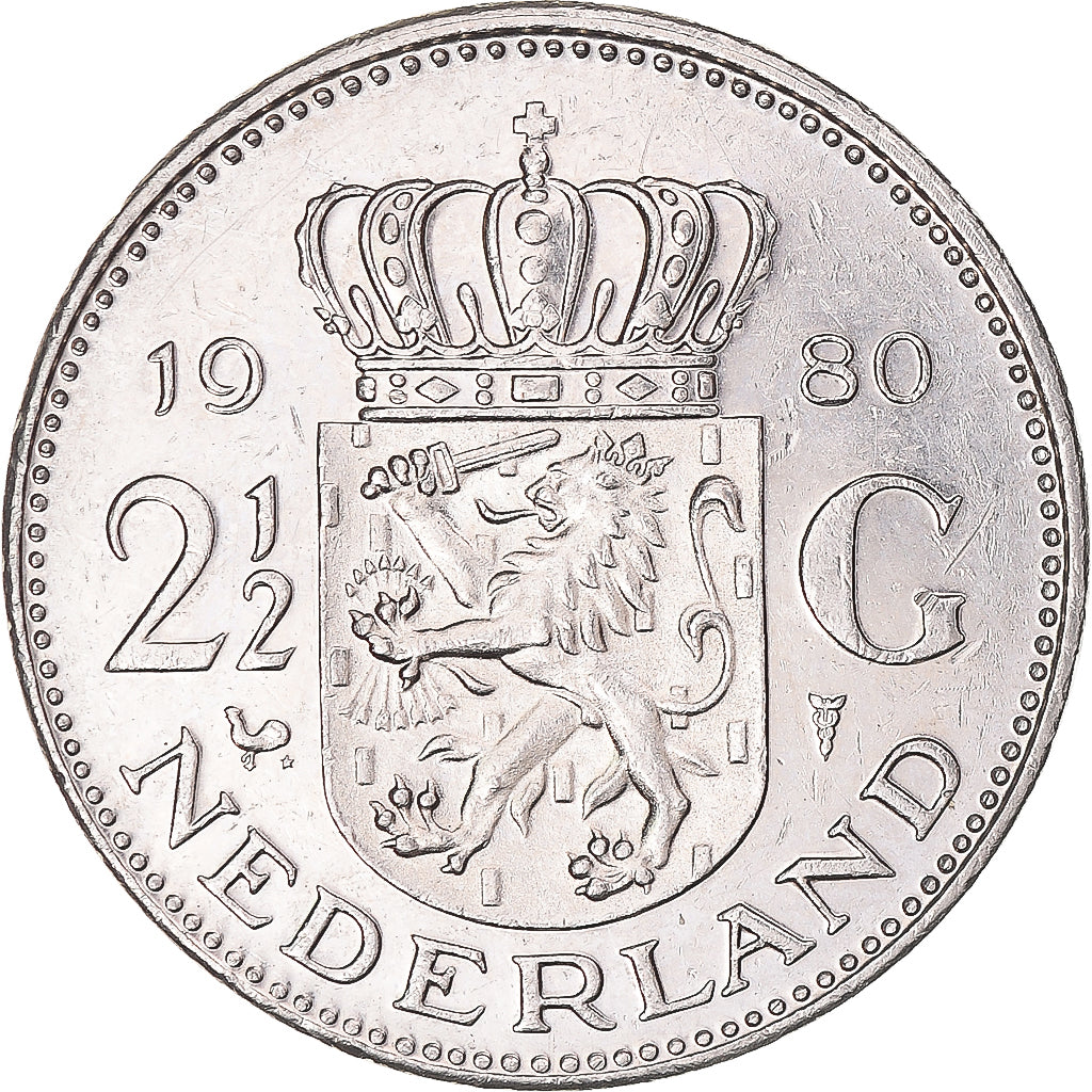 Moeda, Países Baixos, 2-1/2 Gulden, 1980