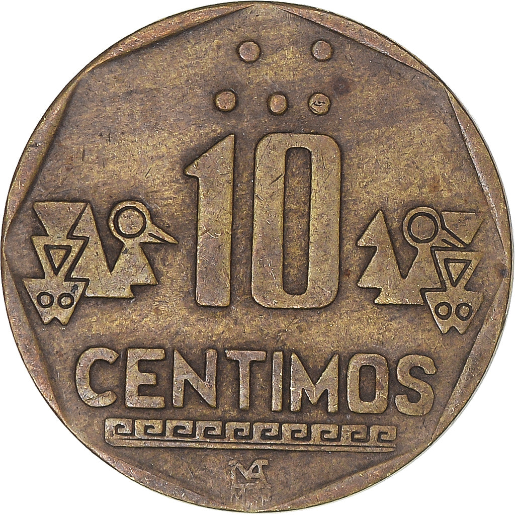 Moeda, Peru, 10 Centimos, 1992