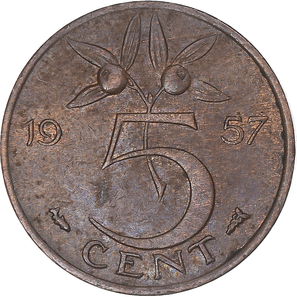 Moeda, Países Baixos, 5 Cents, 1957