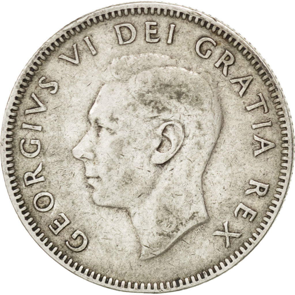 CANADA, 25 Cents, 1949, Royal Canadian Mint, KM #44, EF(40-45), Silver, 23.5,...