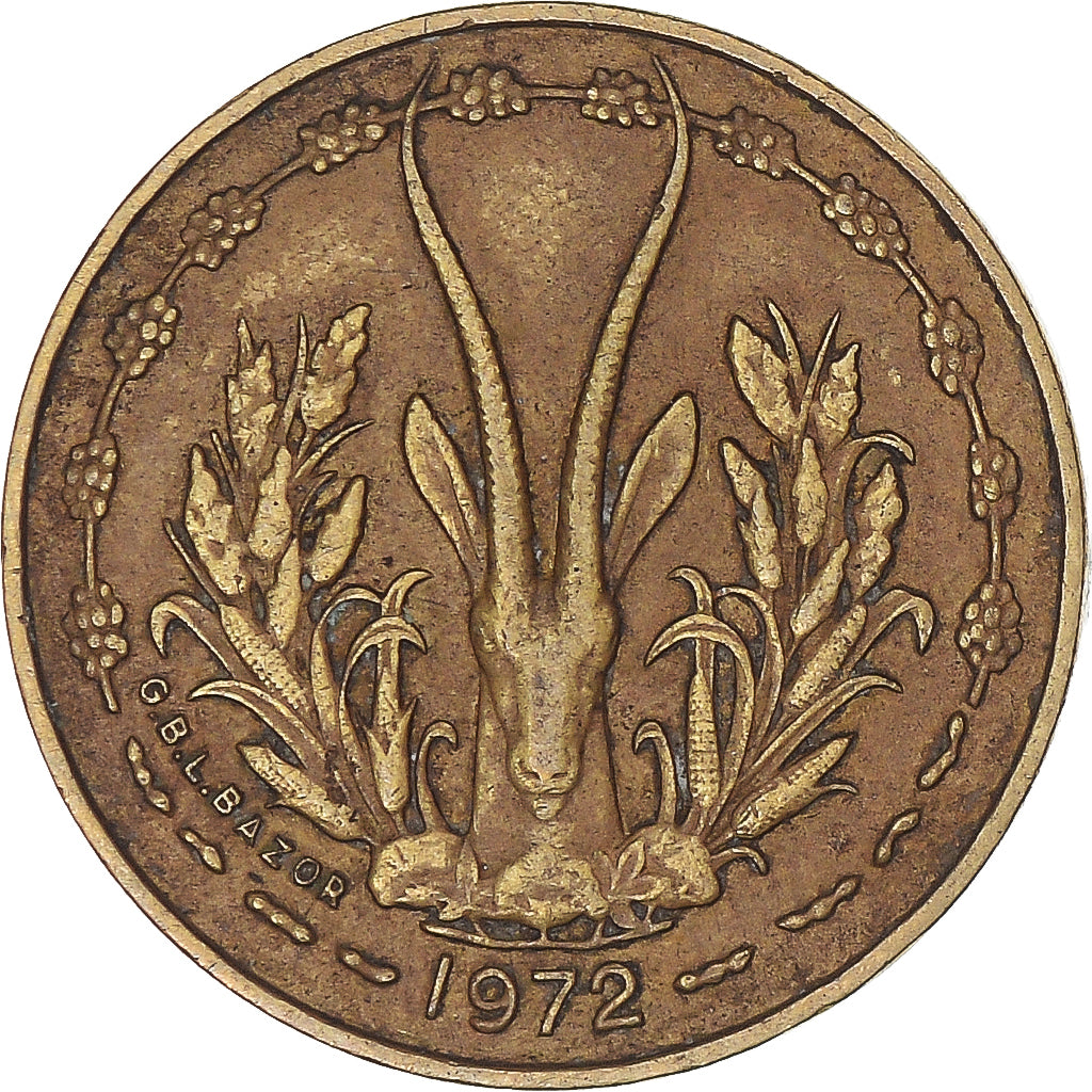 Moeda, Estados da África Ocidental, 5 Francs, 1972