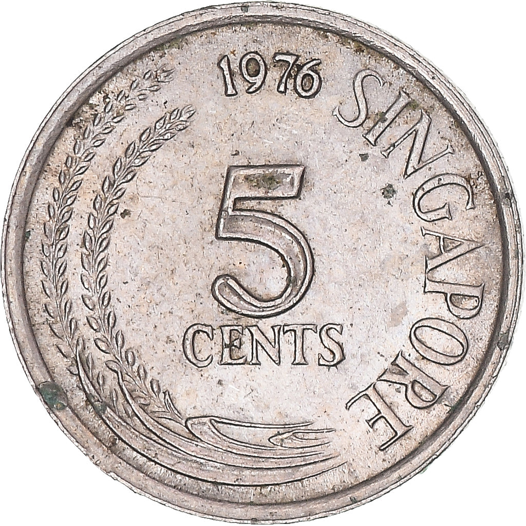 Moeda, Singapura, 5 Cents, 1976