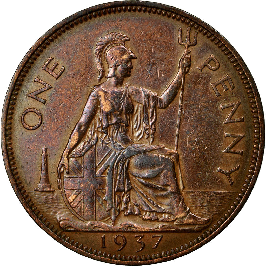 Coin, Great Britain, George VI, Penny, 1937, EF(40-45), Bronze, KM:845