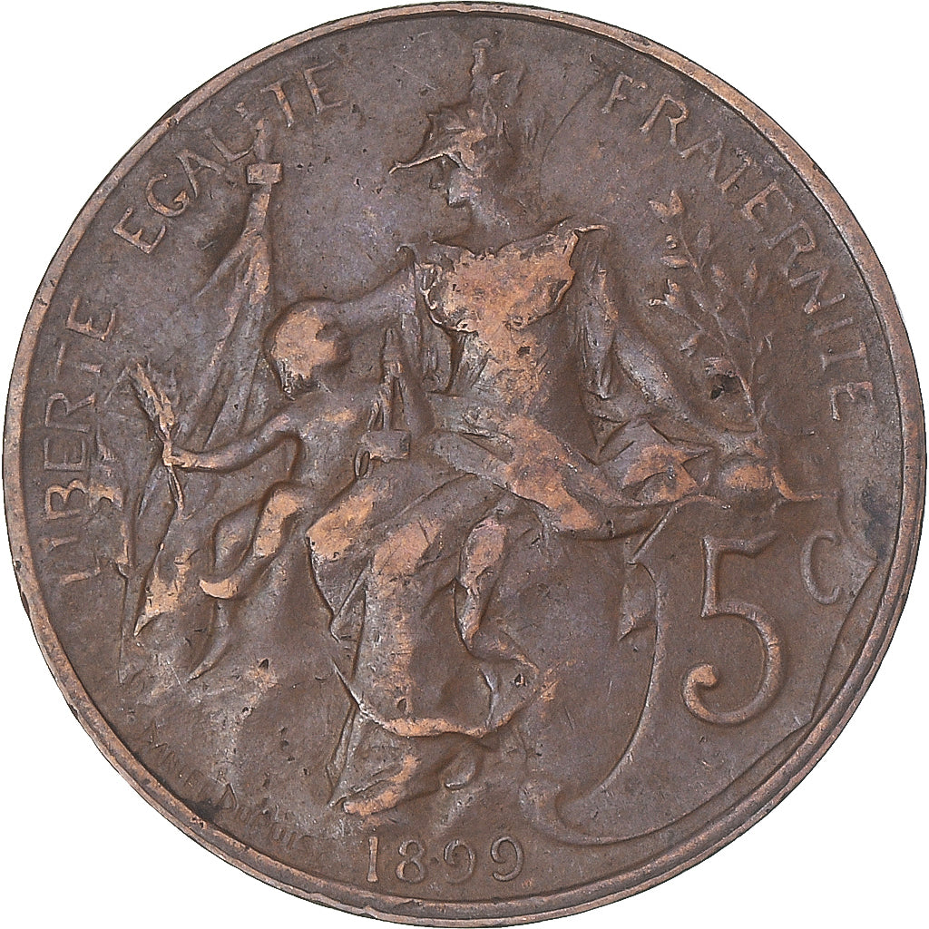 Moeda, França, 5 Centimes, 1899