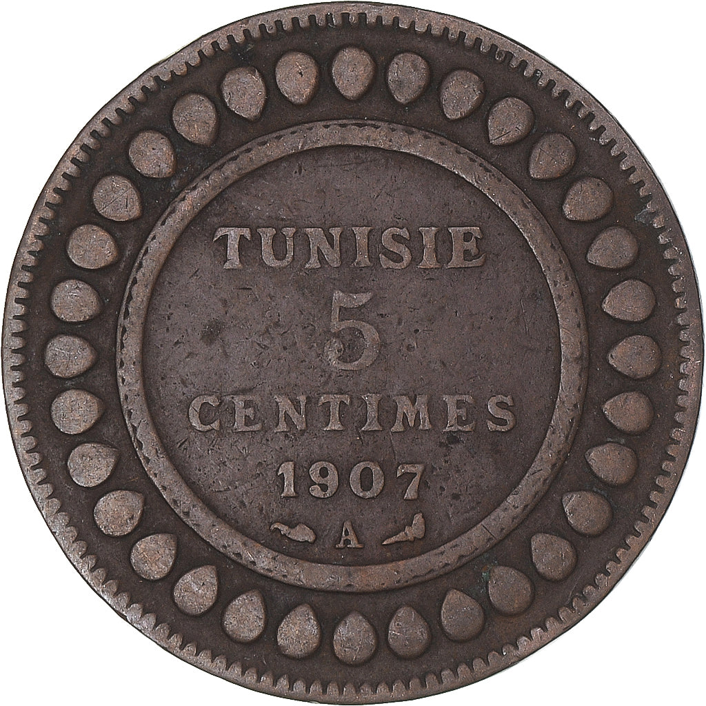Moneta, Tunisia, 5 Centimes, 1907