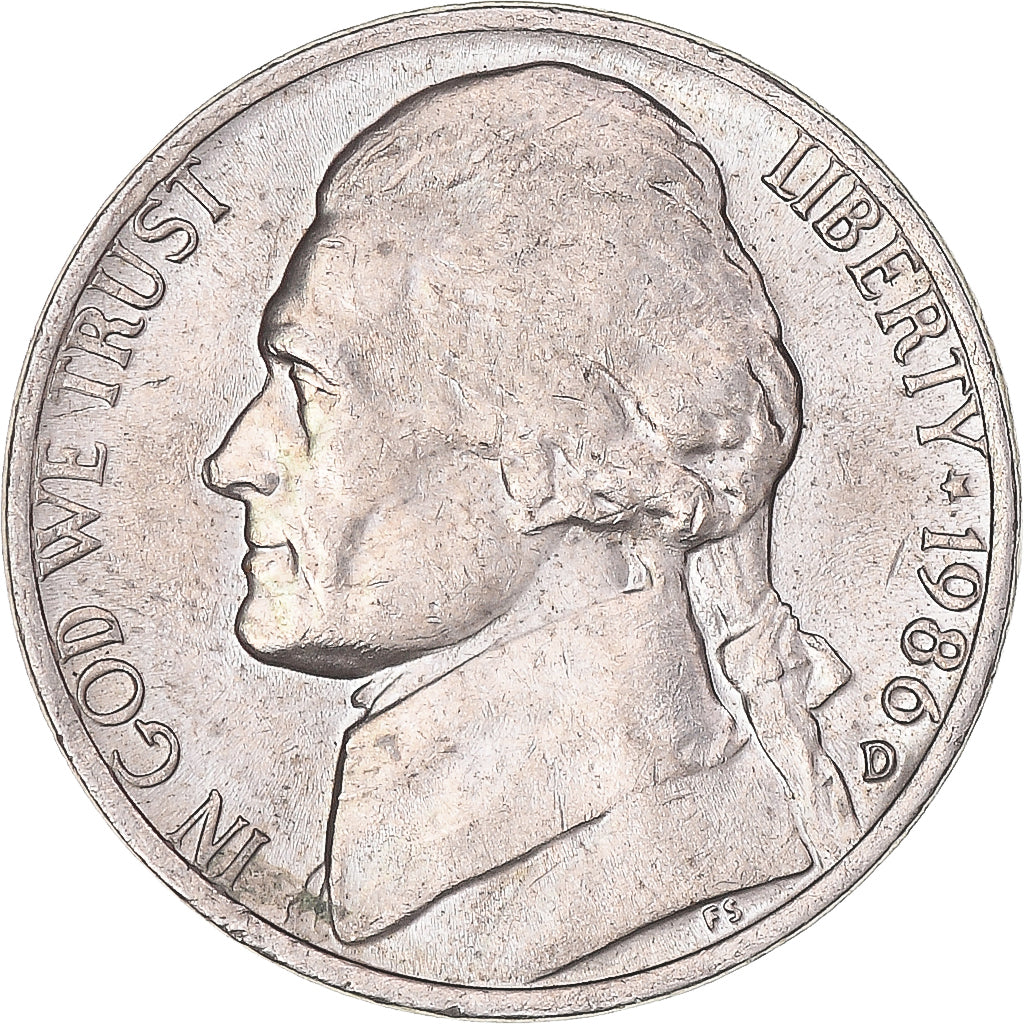 Moeda, Estados Unidos da América, 5 Cents, 1986