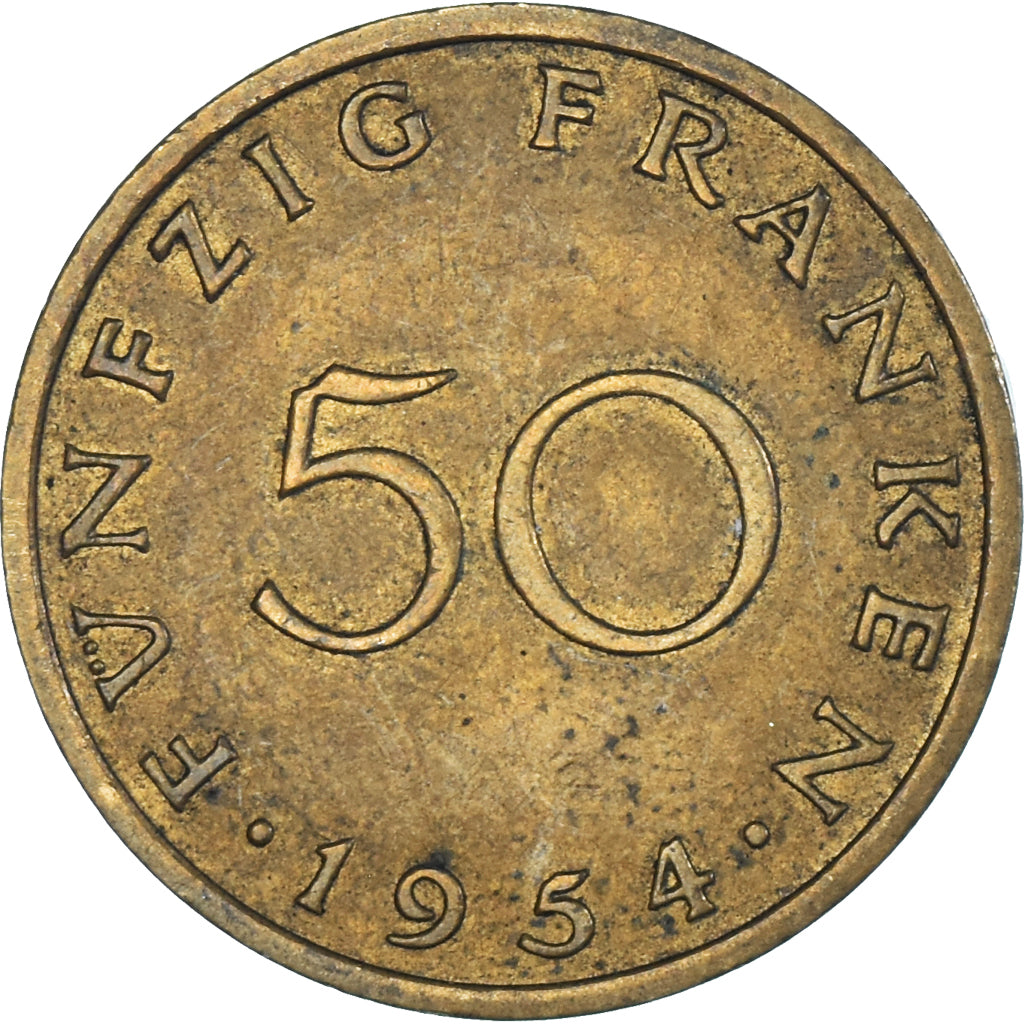 Münze, SAARLAND, 50 Franken, 1954