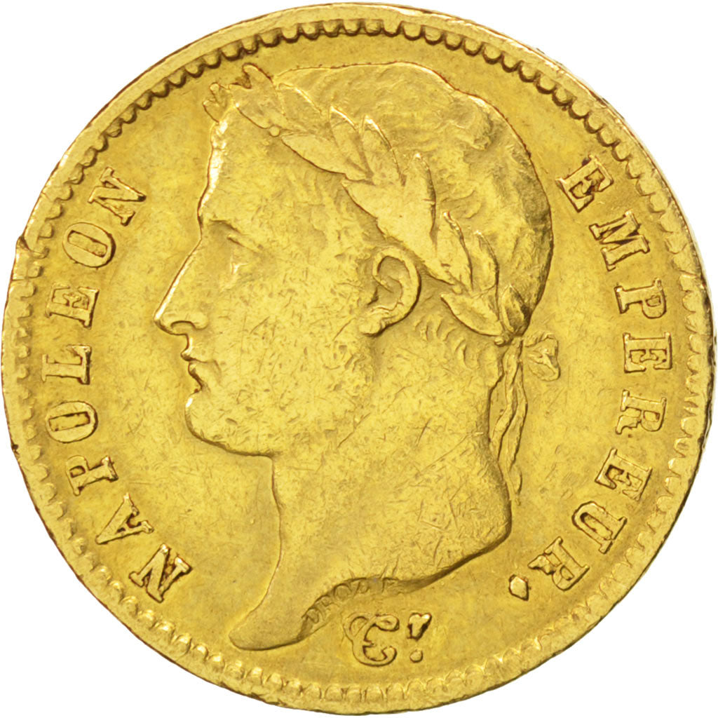 FRANCE, Napoléon I, 20 Francs, 1808, Paris, KM #687.1, VF(30-35), Gold, Gadoury