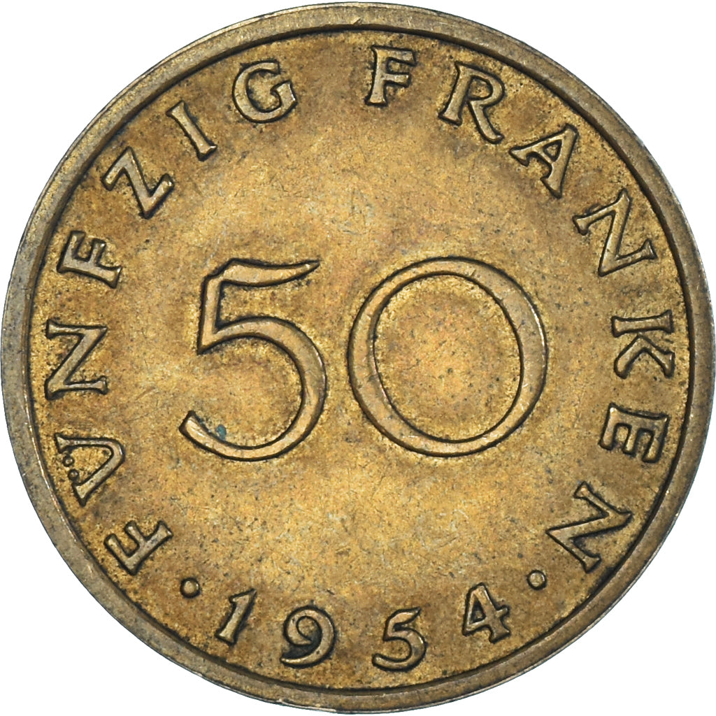 Coin, SAARLAND, 50 Franken, 1954