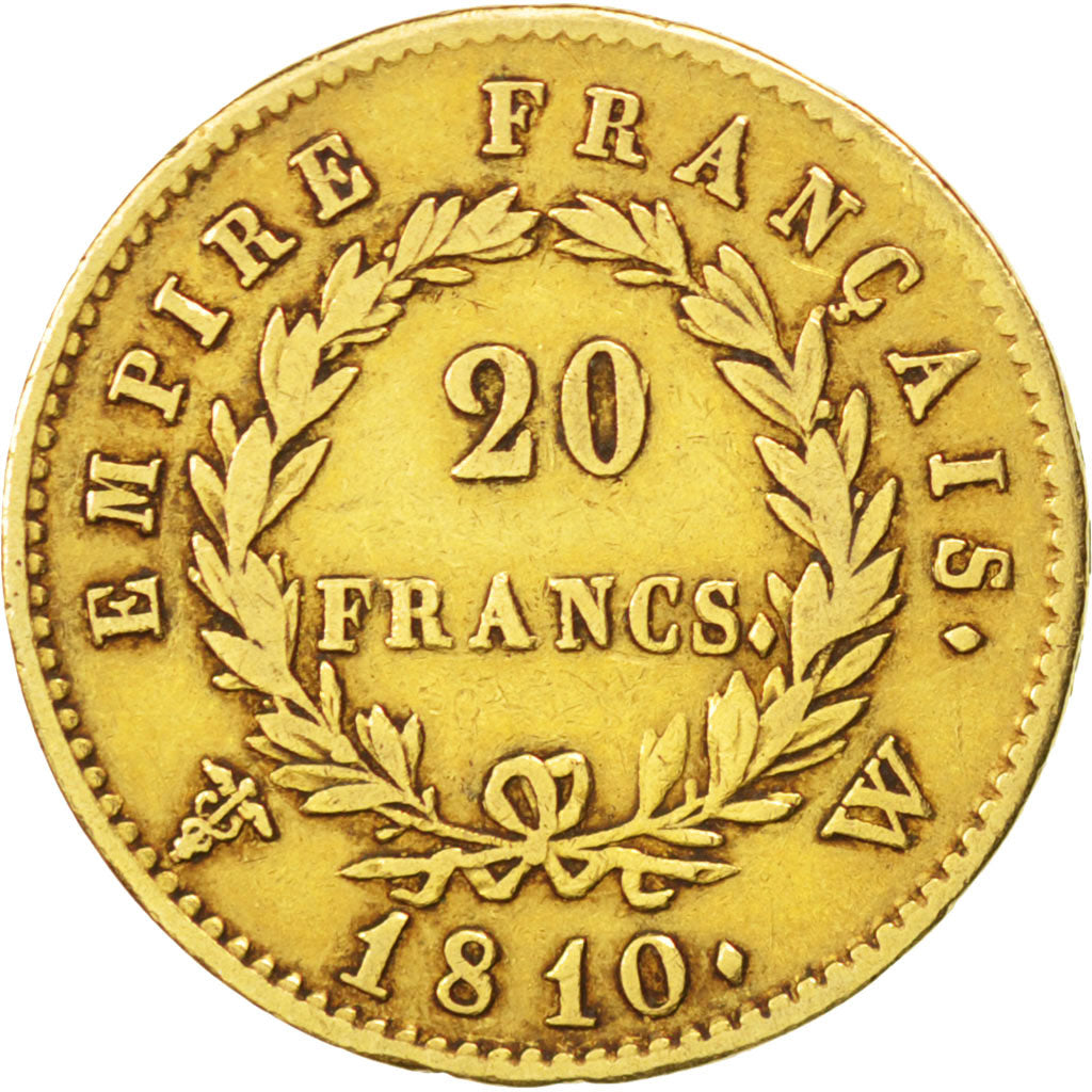 FRANCE, Napoléon I, 20 Francs, 1810, Lille, KM #695.10, VF(30-35), Gold, Gadoury