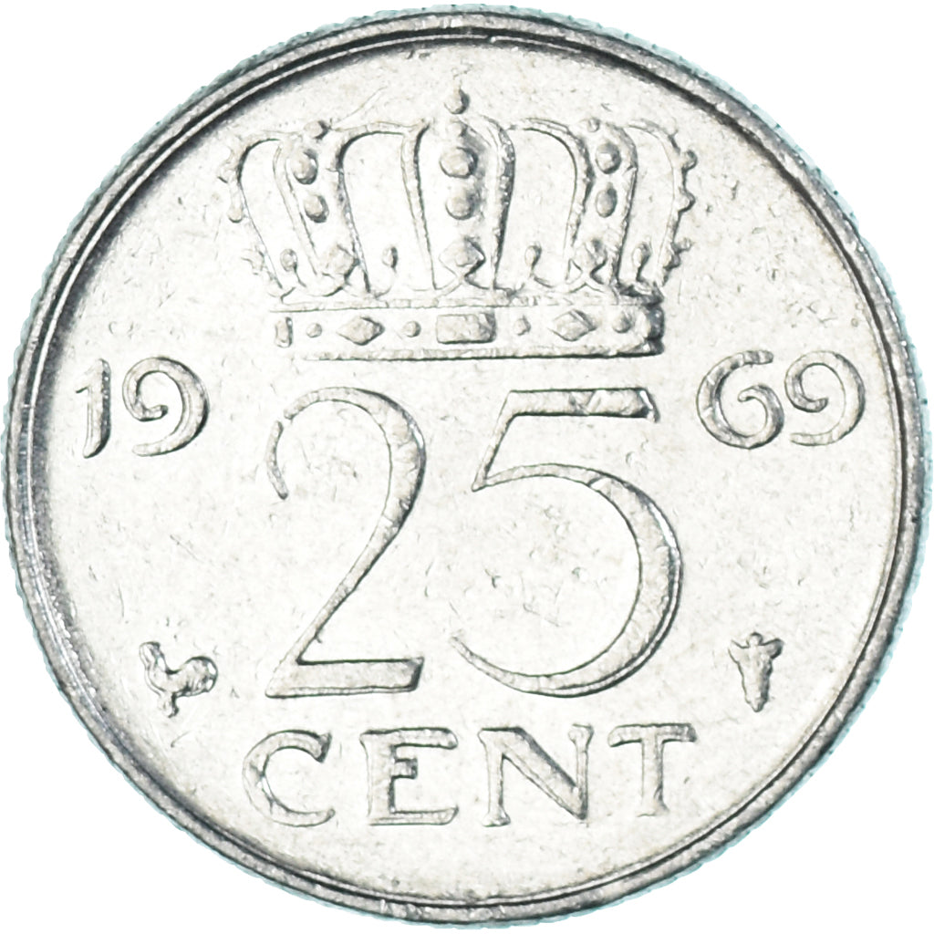 Moeda, Países Baixos, 25 Cents, 1969