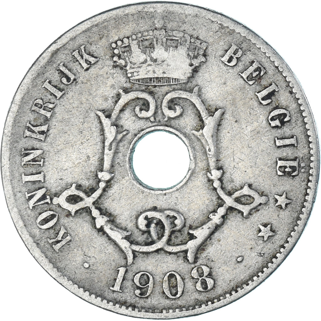 Moneda, Bélgica, 25 Centimes, 1908