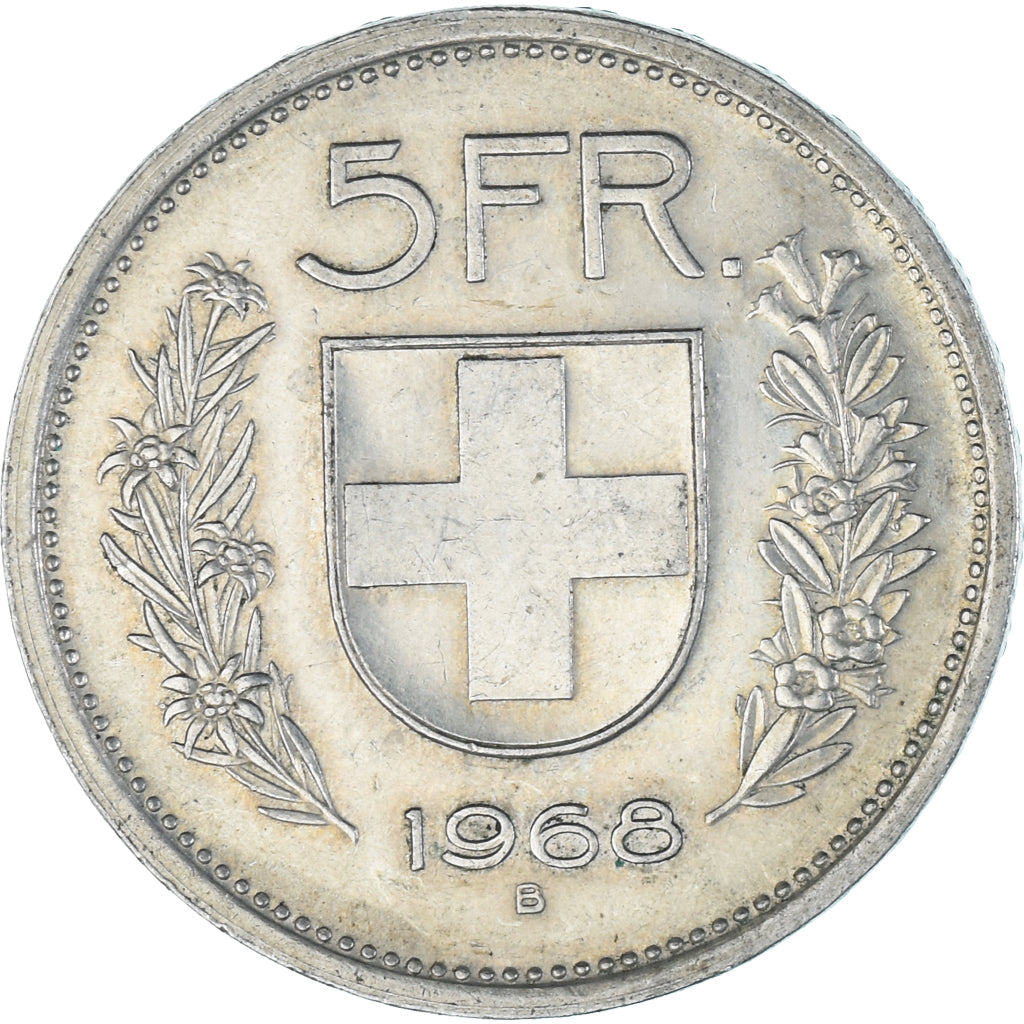 Moeda, Suíça, 5 Francs, 1968