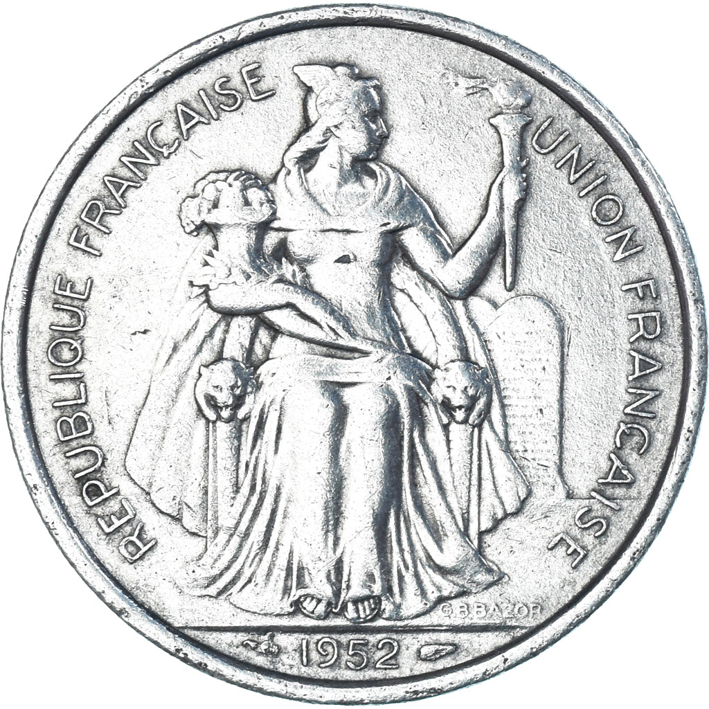 Moneda, Nueva Caledonia, 5 Francs, 1952