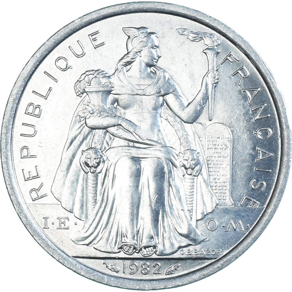 Münze, Neukaledonien, 2 Francs, 1982
