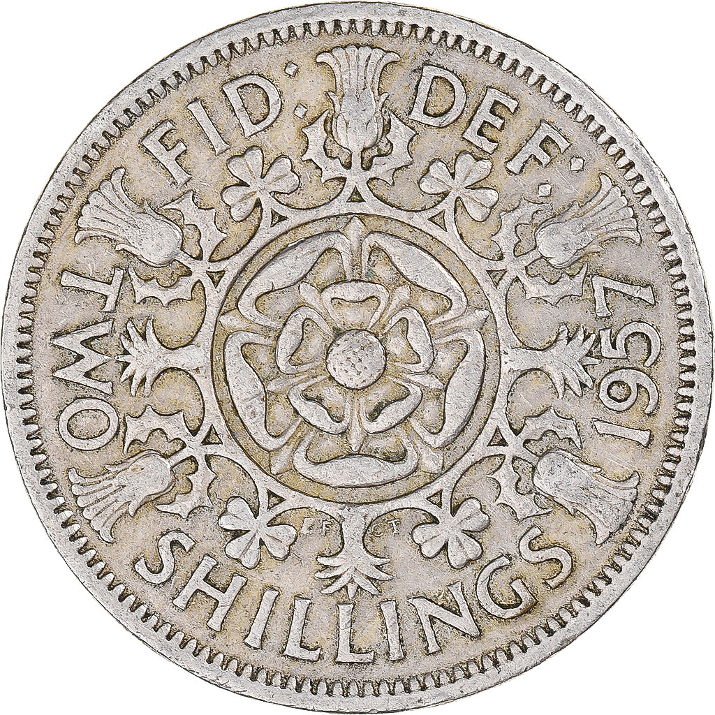 Moneta, Wielka Brytania, Florin, Two Shillings, 1957