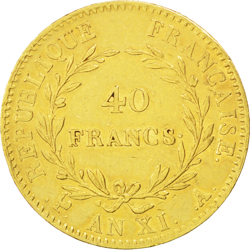 Consulat, 40 Francs Or Bonaparte Premier Consul An XI Paris, KM 652