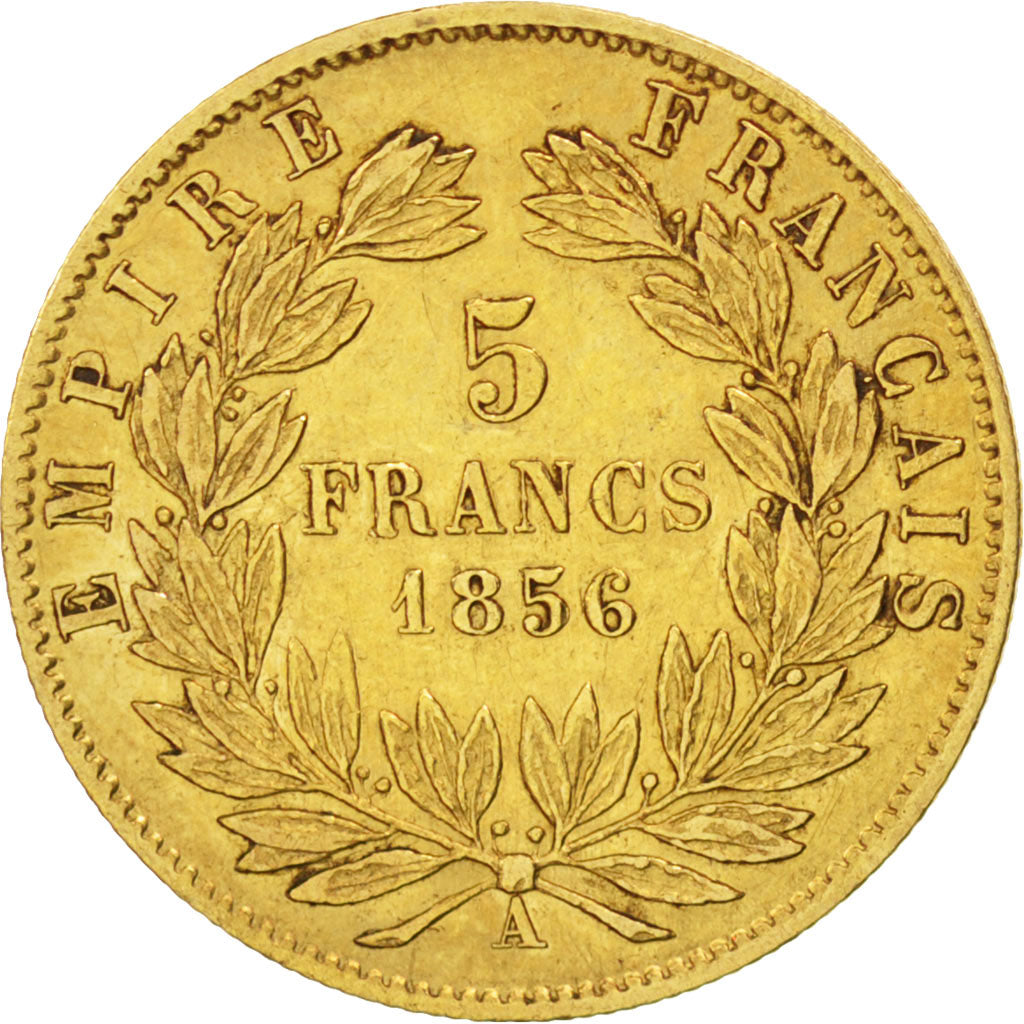 FRANCE, Napoléon III, 5 Francs, 1856, Paris, KM #787.1, EF(40-45), Gold, 16.7, G