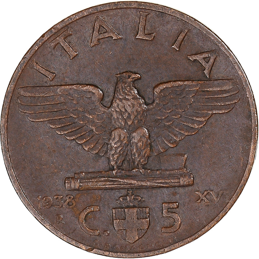 Moneta, Italia, 5 Centesimi, 1938