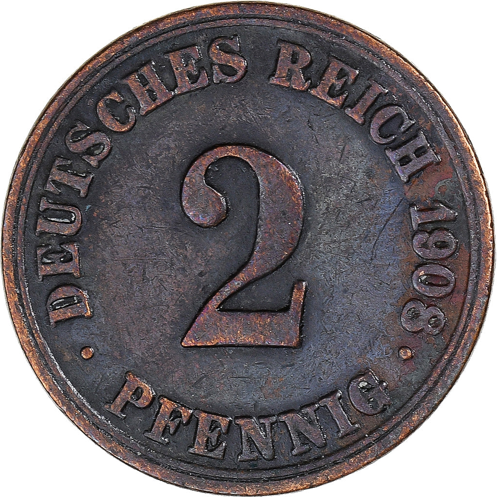 Coin, Germany, 2 Pfennig, 1908