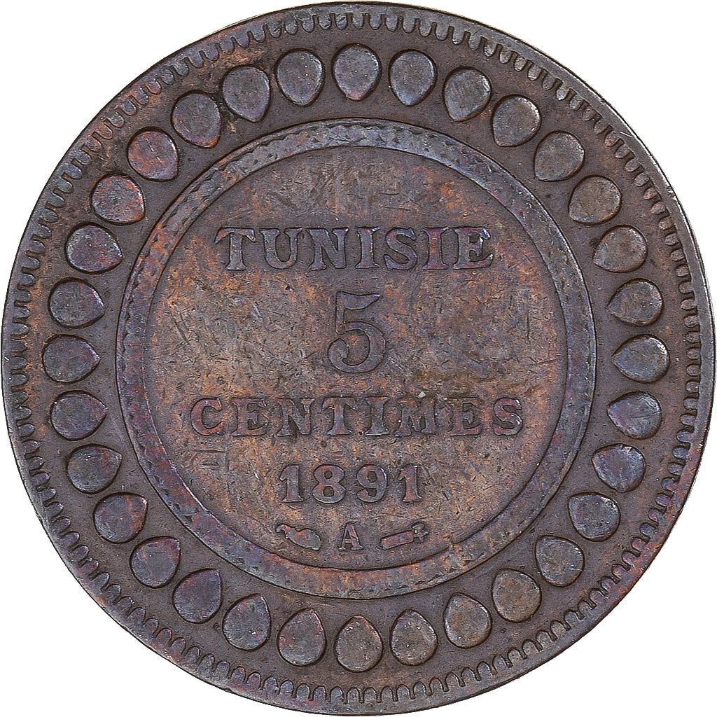 Moneta, Tunisia, 5 Centimes, 1891