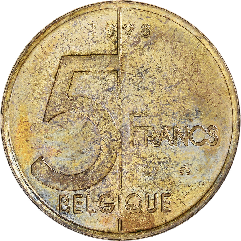 Moneta, Belgio, 5 Francs, 5 Frank, 1998