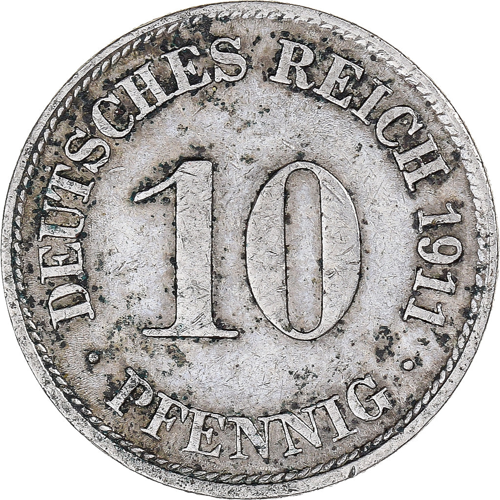 Moeda, Alemanha, 10 Pfennig, 1911
