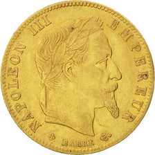 FRANCE, Napoléon III, 5 Francs, 1867, Strasbourg, KM #803.2, AU(50-53), Gold, G.