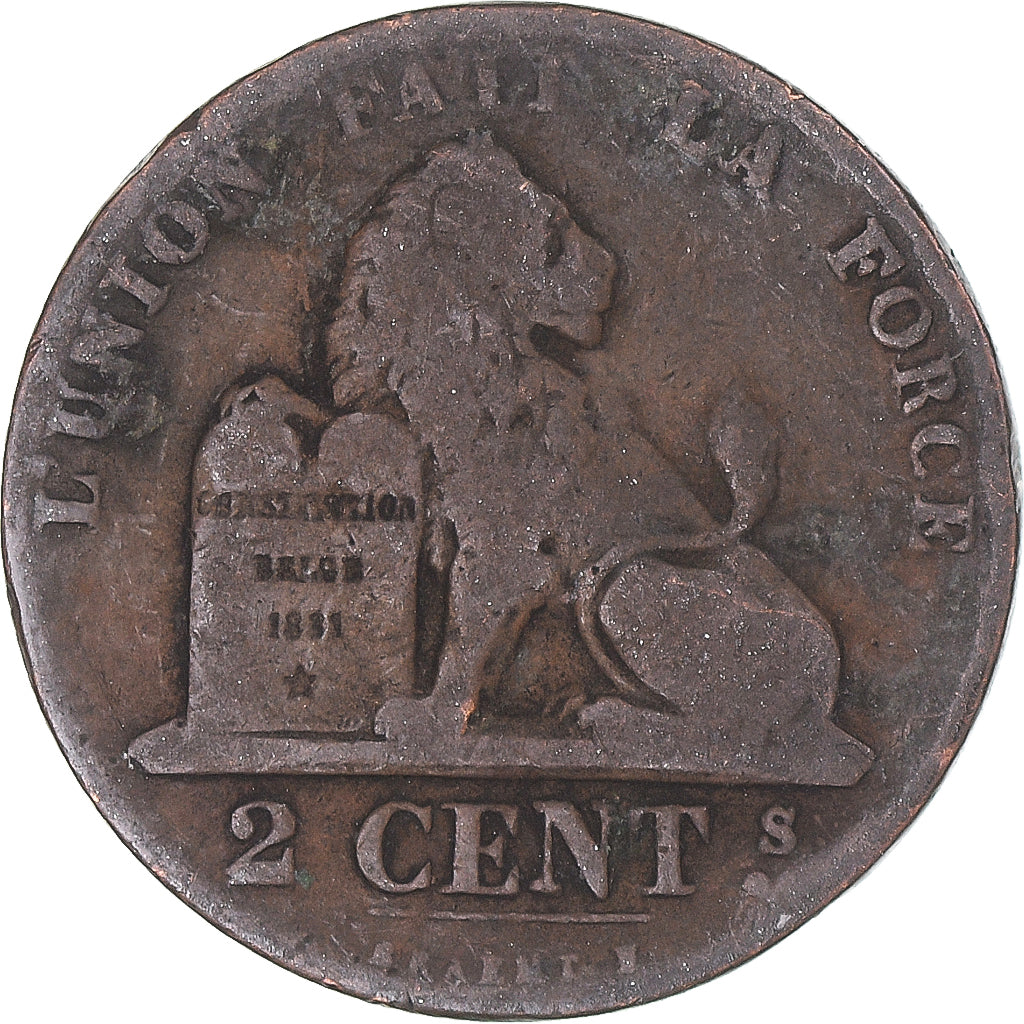 Moneda, Bélgica, 2 Centimes, 1863