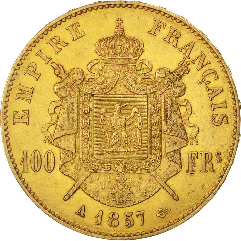 FRANCE, Napoléon III, 100 Francs, 1857, Paris, KM #786.1, EF(40-45), Gold, G...