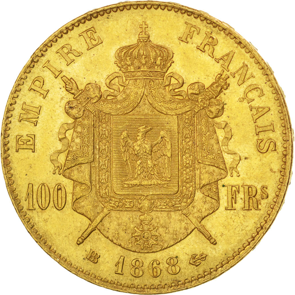 FRANCE, Napoléon III, 100 Francs, 1868, Strasbourg, KM #802.2, MS(60-62), Gold,