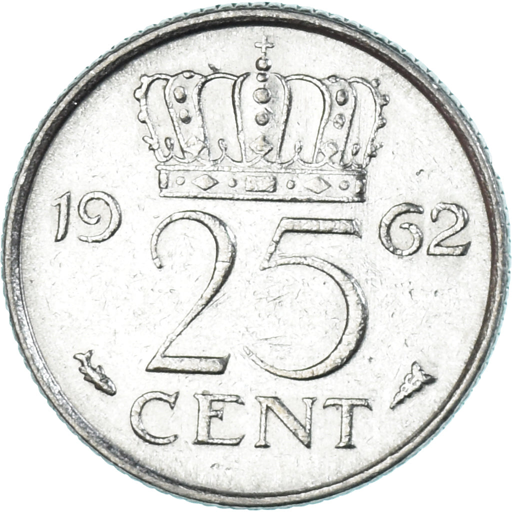 Moeda, Países Baixos, 25 Cents, 1962