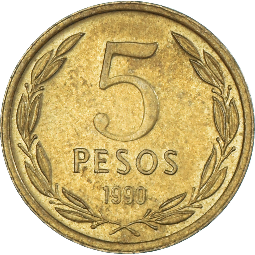 Moneda, Chile, 5 Pesos, 1990