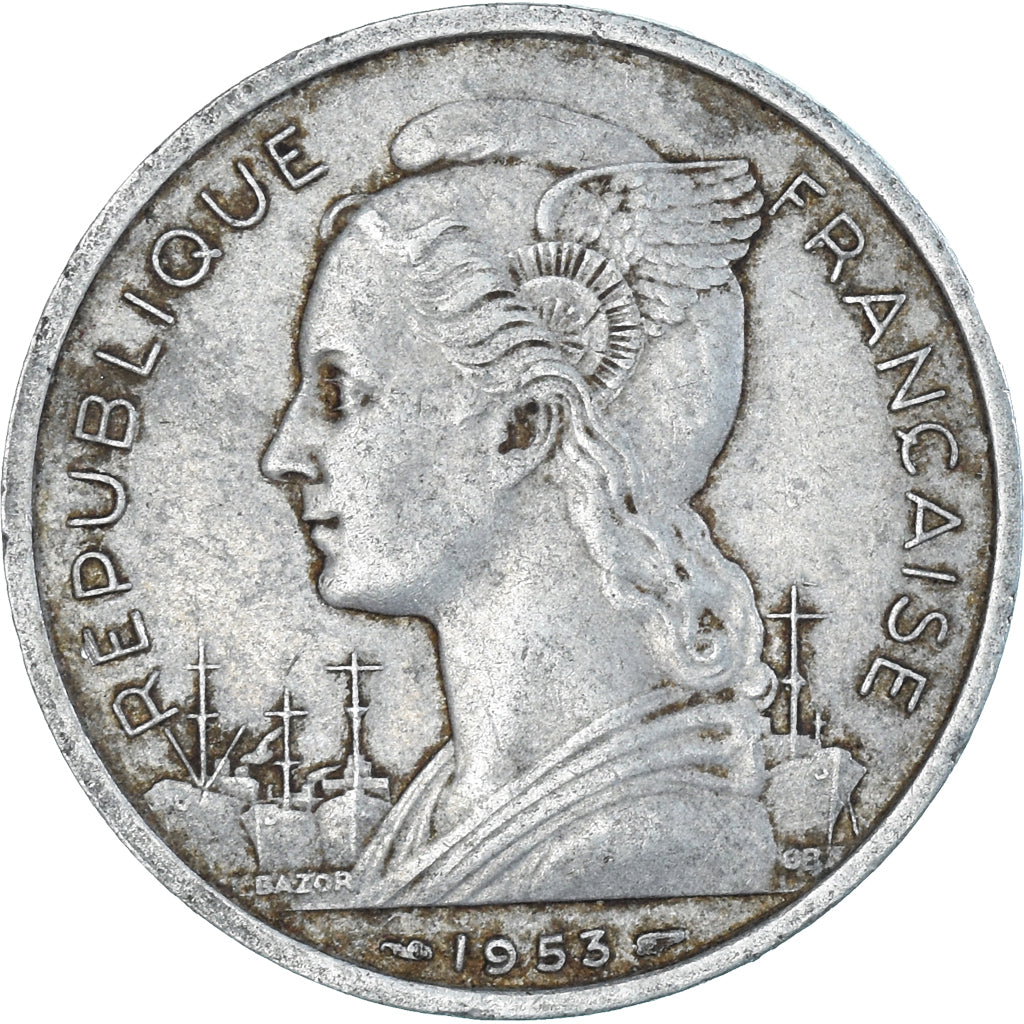 Monnaie, Madagascar, 5 Francs, 1953