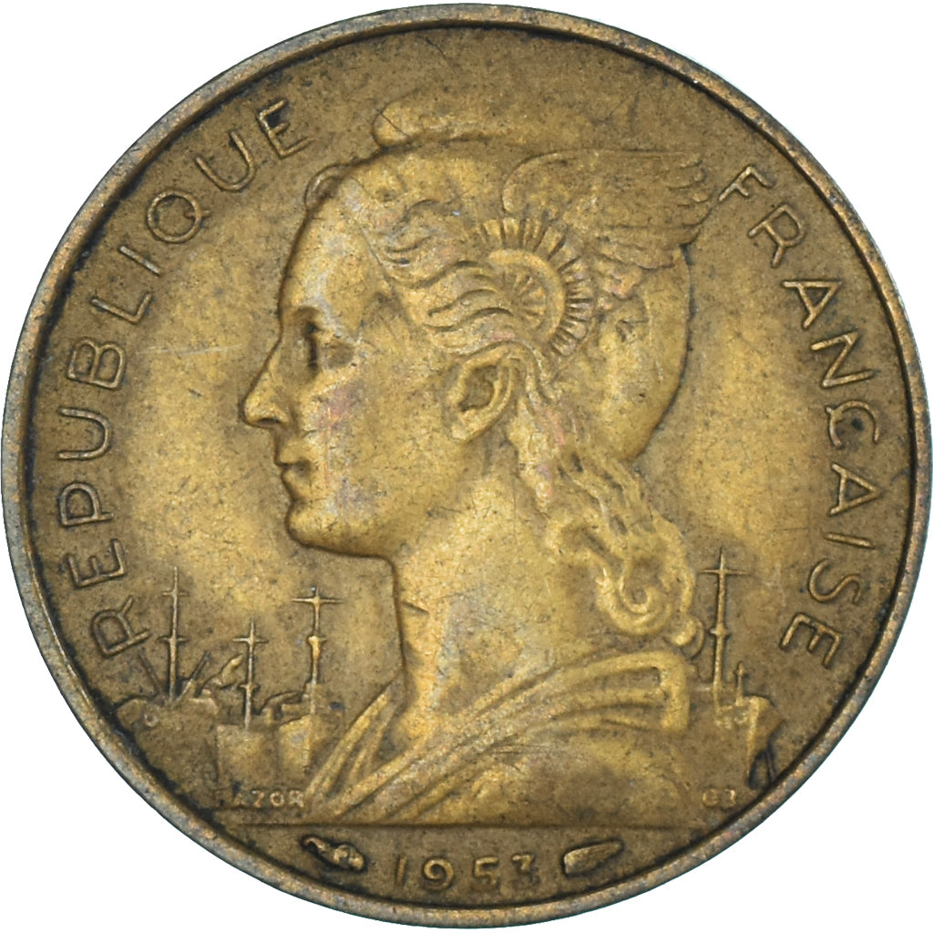 Moneda, Madagascar, 20 Francs, 1953