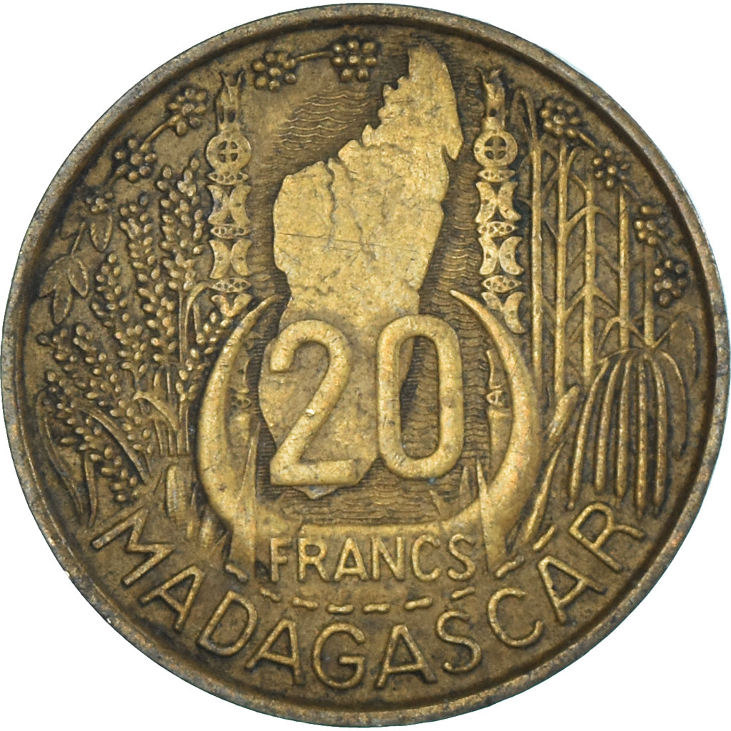 Moneda, Madagascar, 20 Francs, 1953