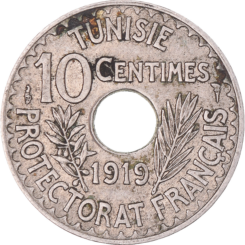 Coin, Tunisia, 10 Centimes, 1919