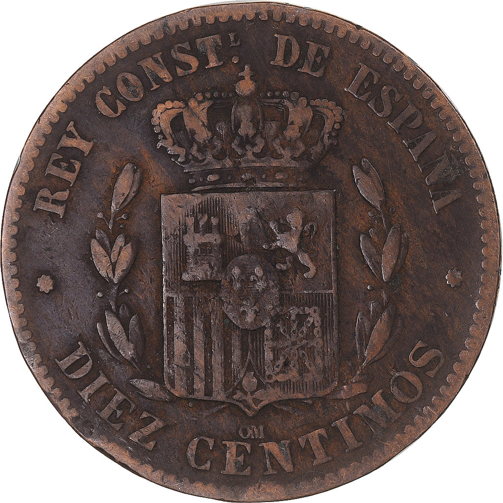 Moneta, Hiszpania, 10 Centimos, 1878